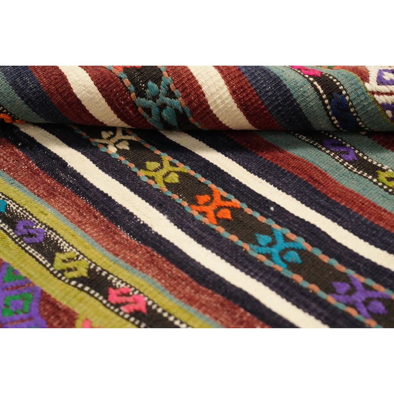 Hand Woven Oriental 100% Wool Carpet Southwestern Tribal Multi-Colored Kilim Area Rug - 7' 11'' X 4' 11''
