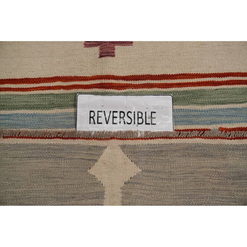 Hand Woven Southwestern Wool Beige Geometric Area Rug - 9' 11'' X 8' 0''