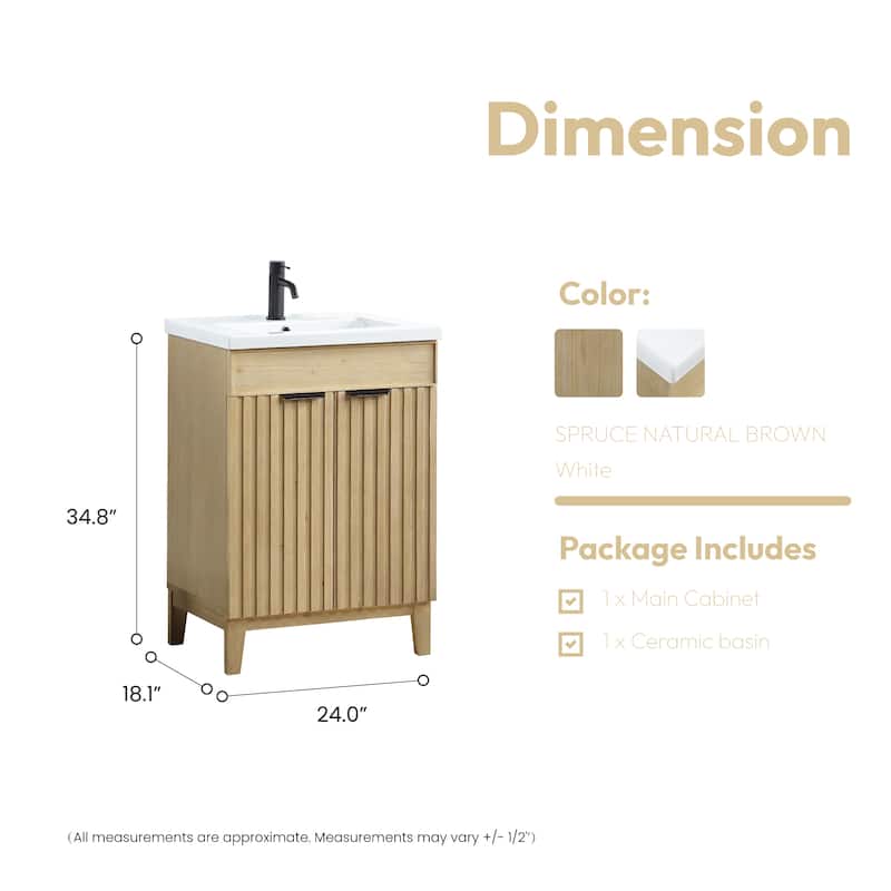 Palos Single Bath Vanity with Ceramic Basin Top without Mirror