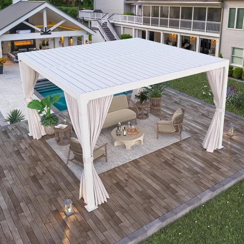EROMMY Outdoor Louvered Pergola with Optional Winter Cover – Adjustable Hardtop Gazebo, Multiple Sizes
