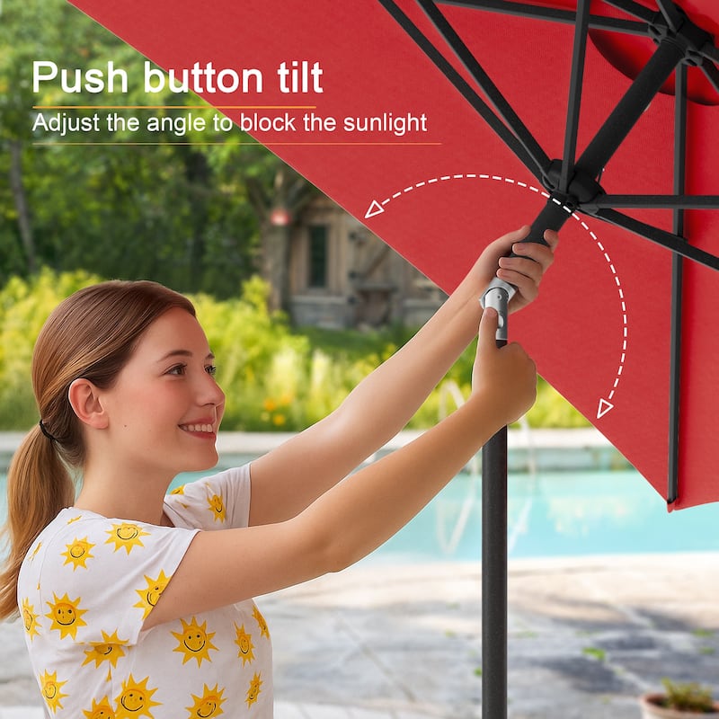 LIVOOSUN 10 x 6.5ft Outdoor Market Patio Umbrella w/Tilt and Crank