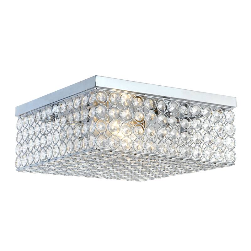 12 Inch Square Flush Mount Light - 2 Light Chrome Ceiling Fixture - Modern Interior Lighting - 5