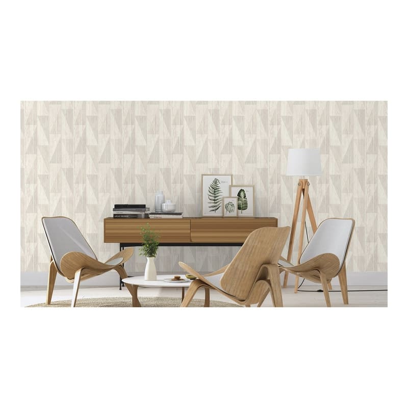 Rasch Nilsson White Geometric Wood Wallpaper - 20.5 x 396 x 0.025