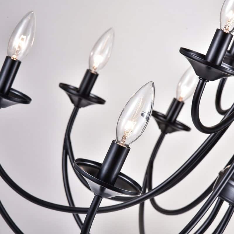Maxax 12 - Light Candle Style Classic Chandelier with Wrought Iron Accents - MX19071-12-P