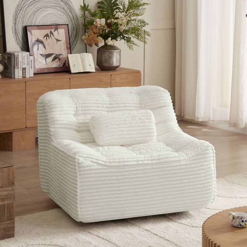 Oversize Swivel Chair Glider Chair with Switchable Head Pillow and Waist Pillow, Soft Plush Lounge Chair Accent Chair