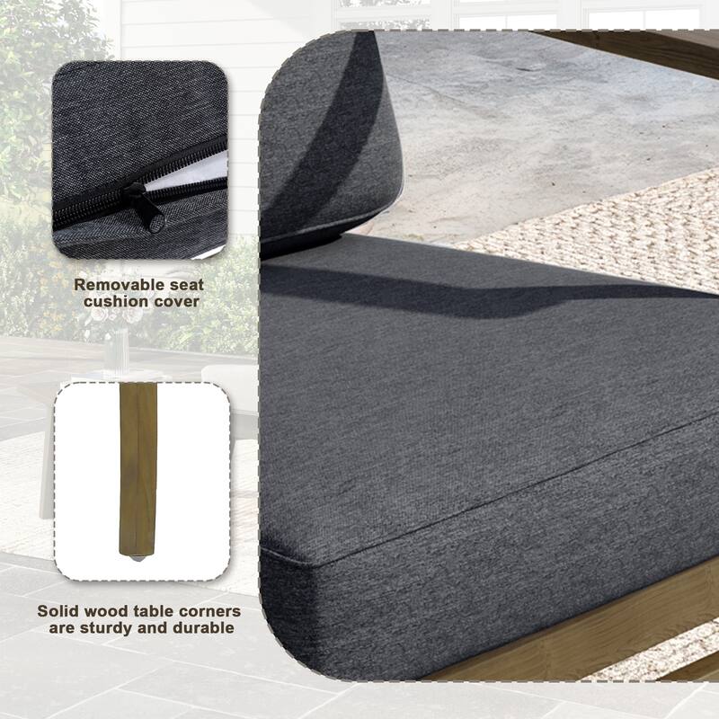 Outdoor Teak Wood Club Chairs with Cushions (Set of 2)