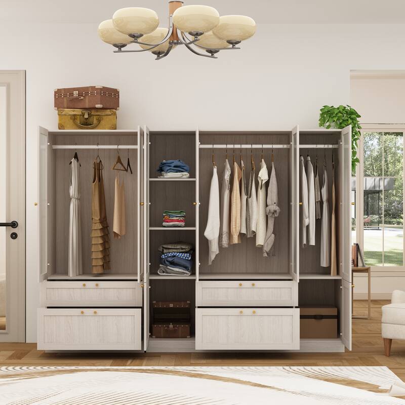 Combo Large Frosted Glass Closet: Versatile Wardrobe Options Armoires