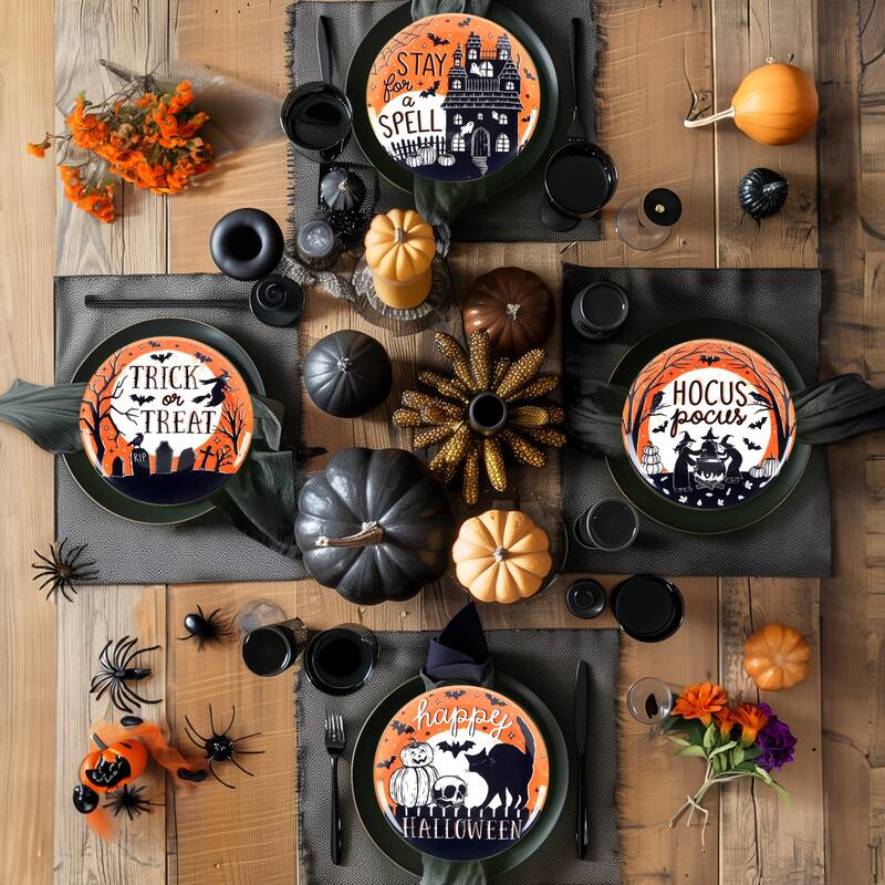 Certified International Hocus Pocus 9" Salad/Dessert Plates, Set of 4 - 9" Diam x .75"