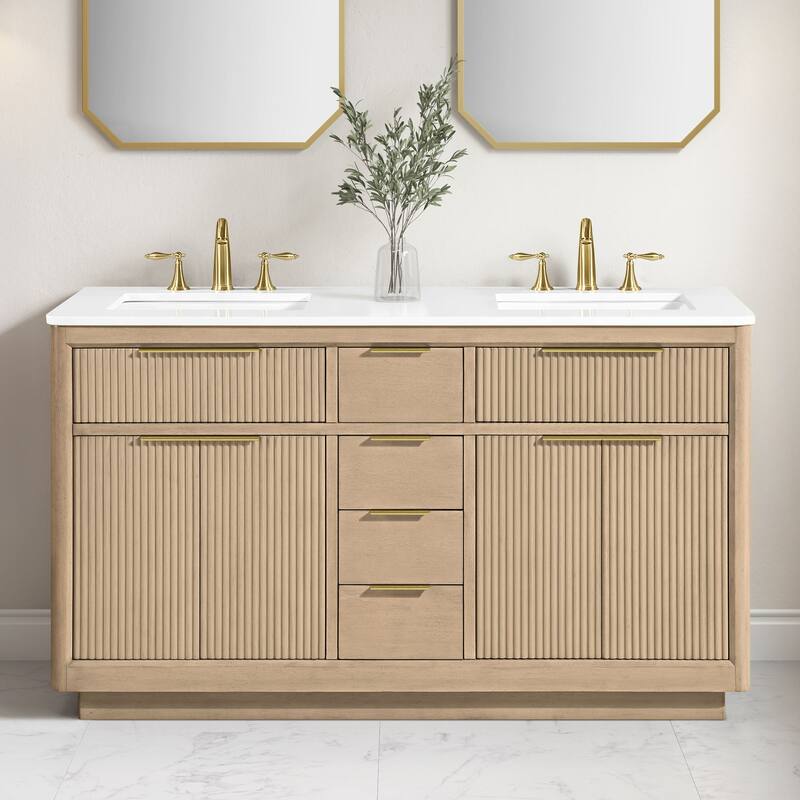 OVE Xander Bathroom Vanity with White Engineered Stone Top