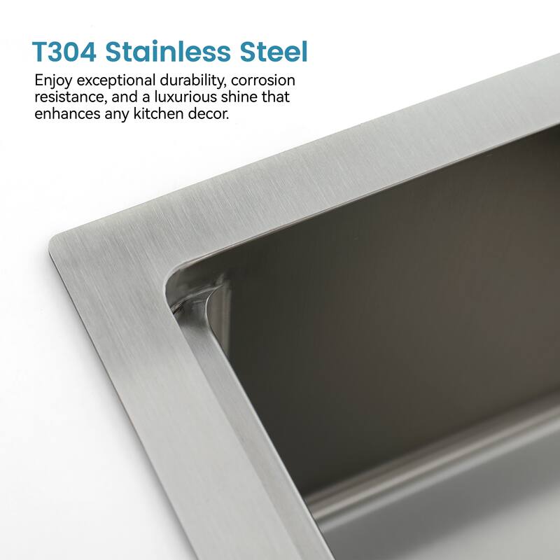 Stainless Steel Kitchen Sink, 33″x19″ Single Bowl, Undermount Handmade Sink in Brushed, with Cutting Board, Colander