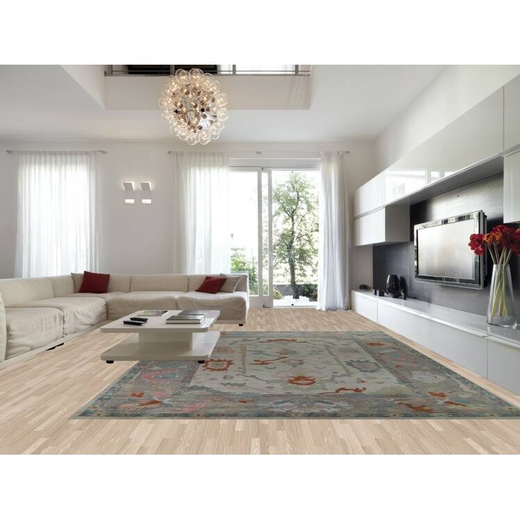 Oushak Indian Large Rug Hand-Knotted Wool Carpet - 11'9" x 15'0"