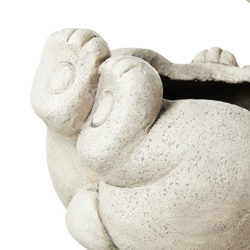 Glitzhome 14.25"L MGO Rabbit Shape Statue Planter Pot for Indoor Outdoor