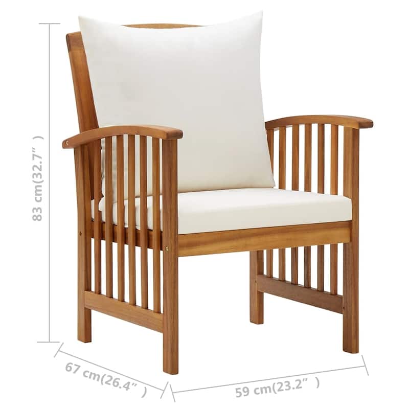 vidaXL 5 Piece Patio Lounge Set with Cushions Solid Acacia Wood