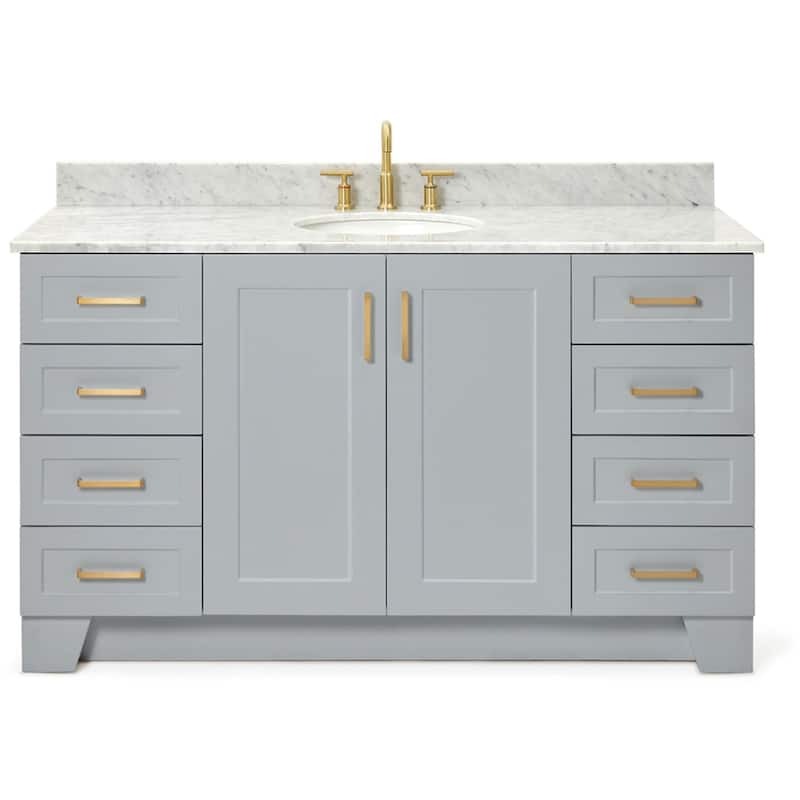 Ariel Q061SCW2OVO Taylor 61" Free Standing Single Oval Basin Vanity - Grey - Ash Finish