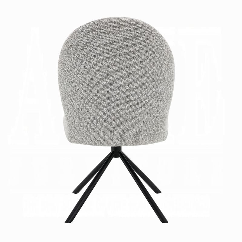 Veton Swivel Side Dining Chair Set of 2, Gray Boucle, Black Metal Base