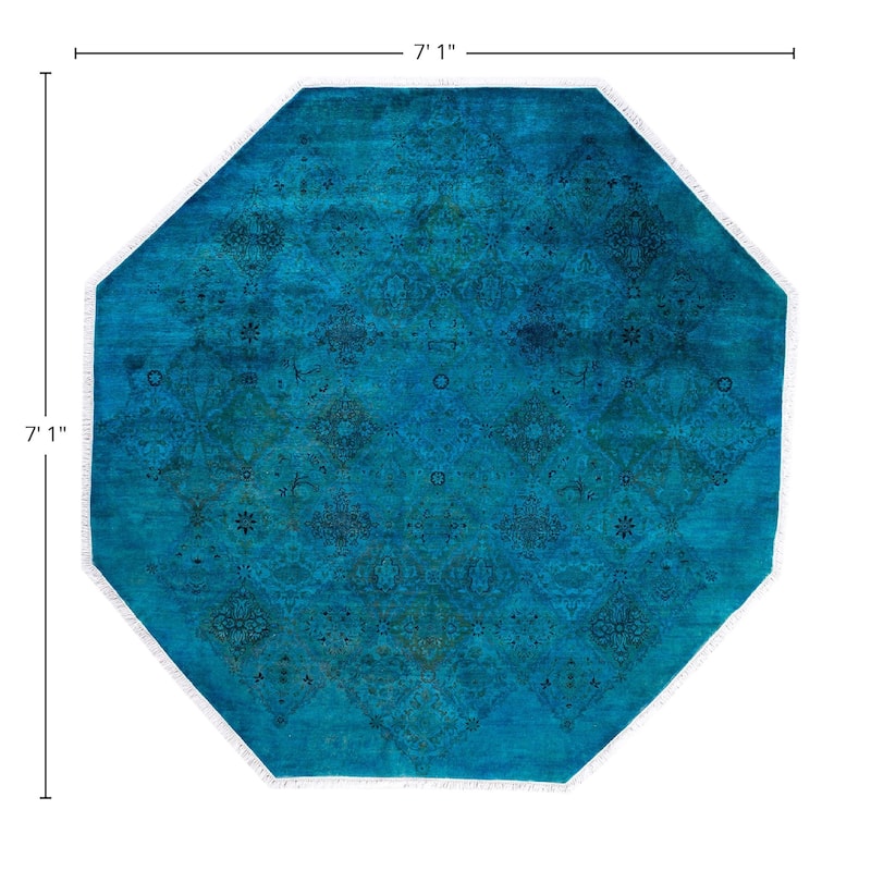 Fine Vibrance One-of-a-Kind Hand-Knotted Area Rug - Blue, 7' 1" x 7' 1" - 7' 1" x 7' 1"
