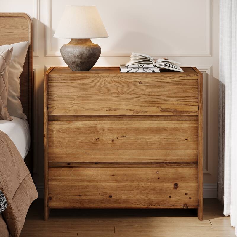 Oversized Solid Wood Nightstand, 31.5-Inch Farmhouse Night Stand