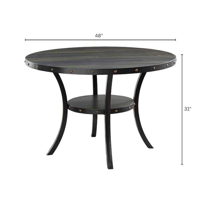 Roundhill Furniture Biony Espresso Wood 5-piece Dining Set with Nailhead Trim