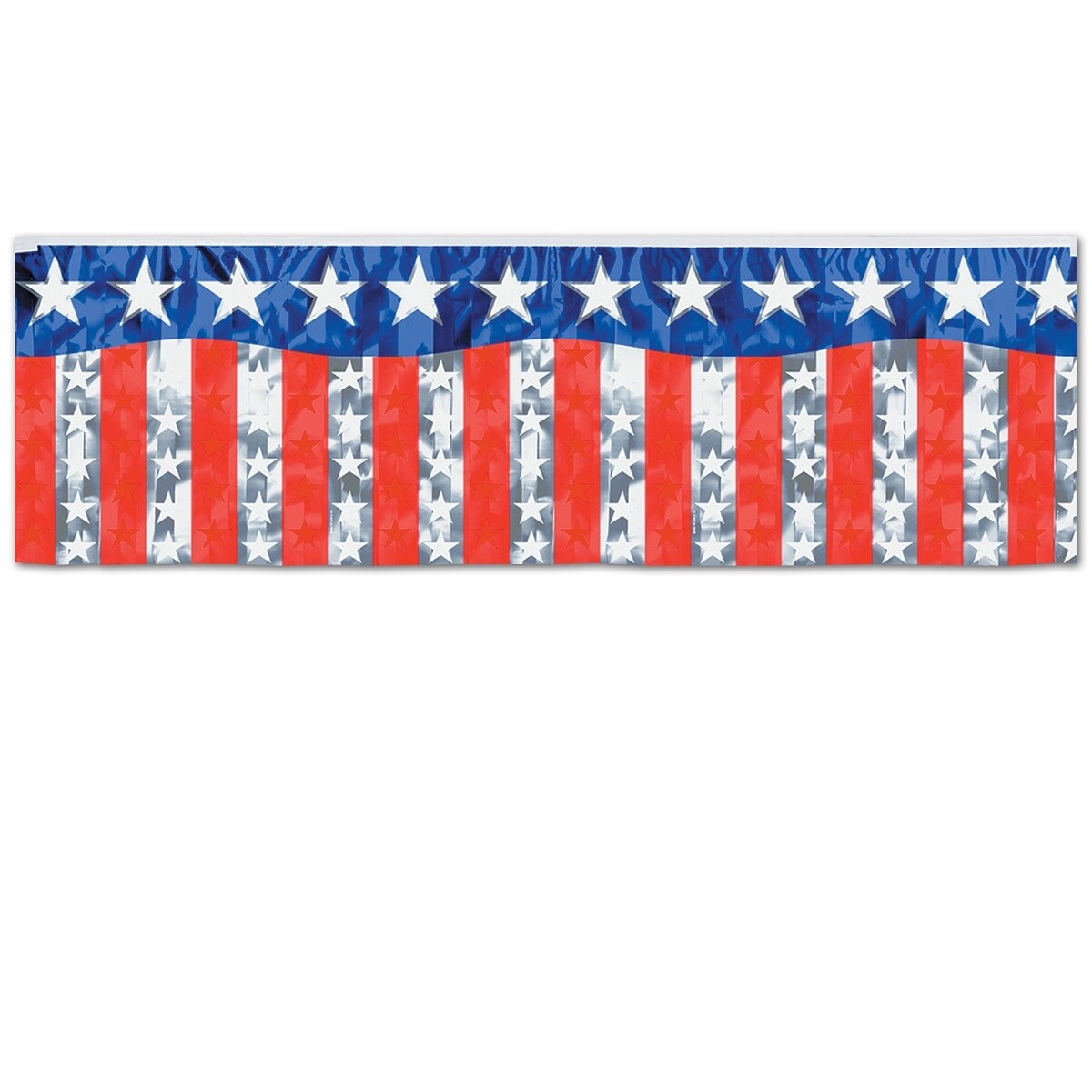 Shop Club Pack Of 12 Red Silver And Blue Stars Stripes Fringe
