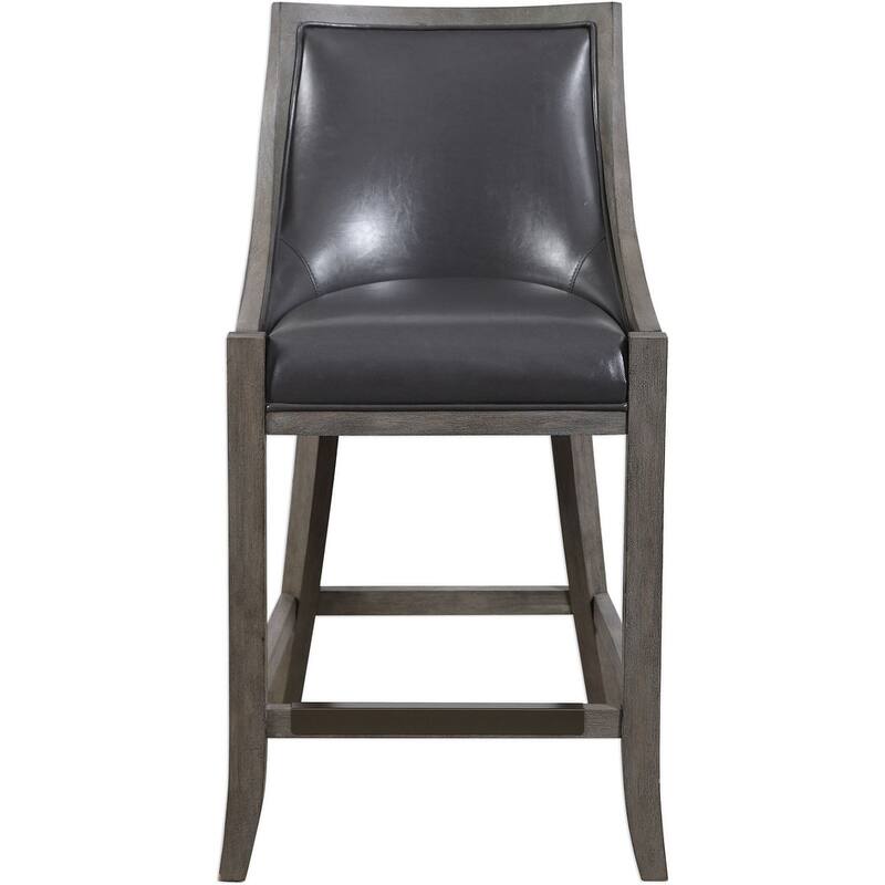 Uttermost Elowen 20" Wide Wood Framed Counter Stool - Lead Gray