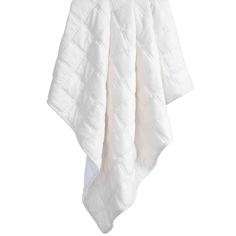 HiEnd Accents Stella Faux Silk Velvet Romantic Western Double Box Stitch Throw Blanket, 50"x60" - Stone