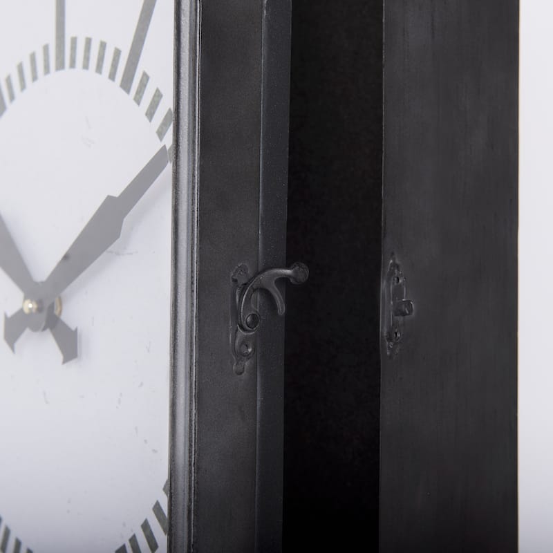 Hagar Dark Grey Metal Rectangular Wall Clock - 14.5"W x 5.1"D x 22"H