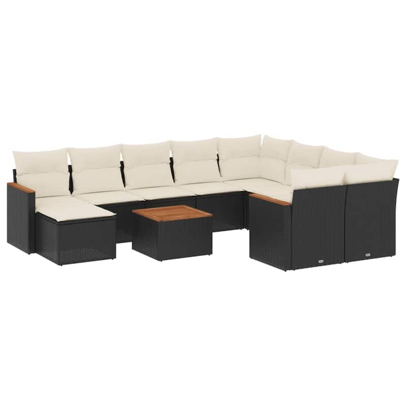 vidaXL Garden Sofa Set Black, Cream White - 21.7 x 21.7 x 14.6 in