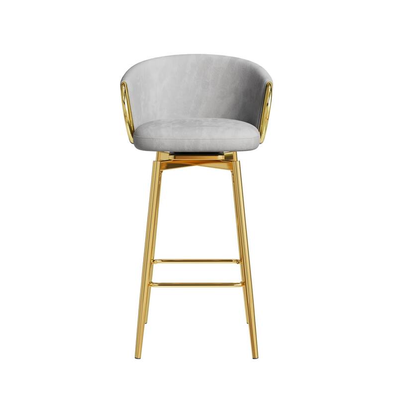 Counter Height Chairs Set of 2, Velvet Upholstered Kitchen Island Chair with Back, Dining Chairs with Metal Legs
