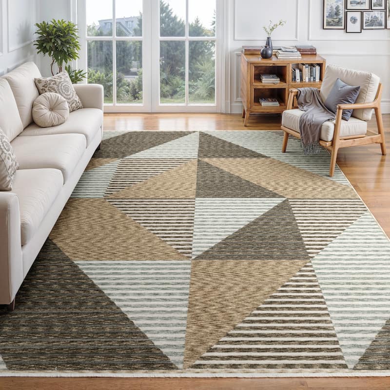 Style Haven Estella Industrial Geometric Blocks Beige/ Grey Area Rug
