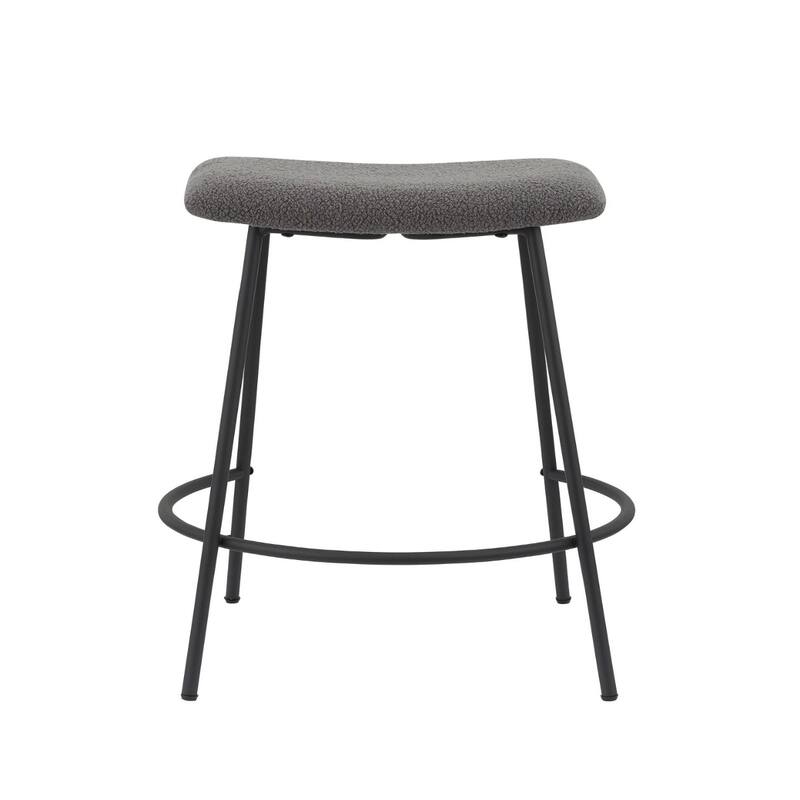 Fabric Backless Counter Height Bar Stools with Black Metal Frame Set of 2 - 19.19” x 19.5” x 25.5” (D x W x H)