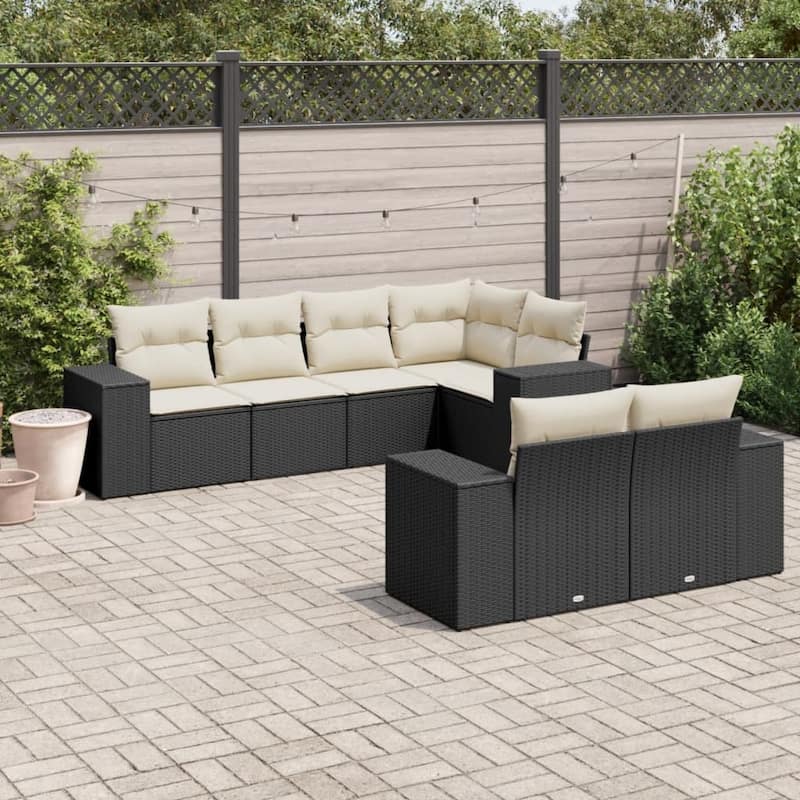 vidaXL Garden Sofa Set - 24.4 x 32.7 x 27.2 - Black and cream