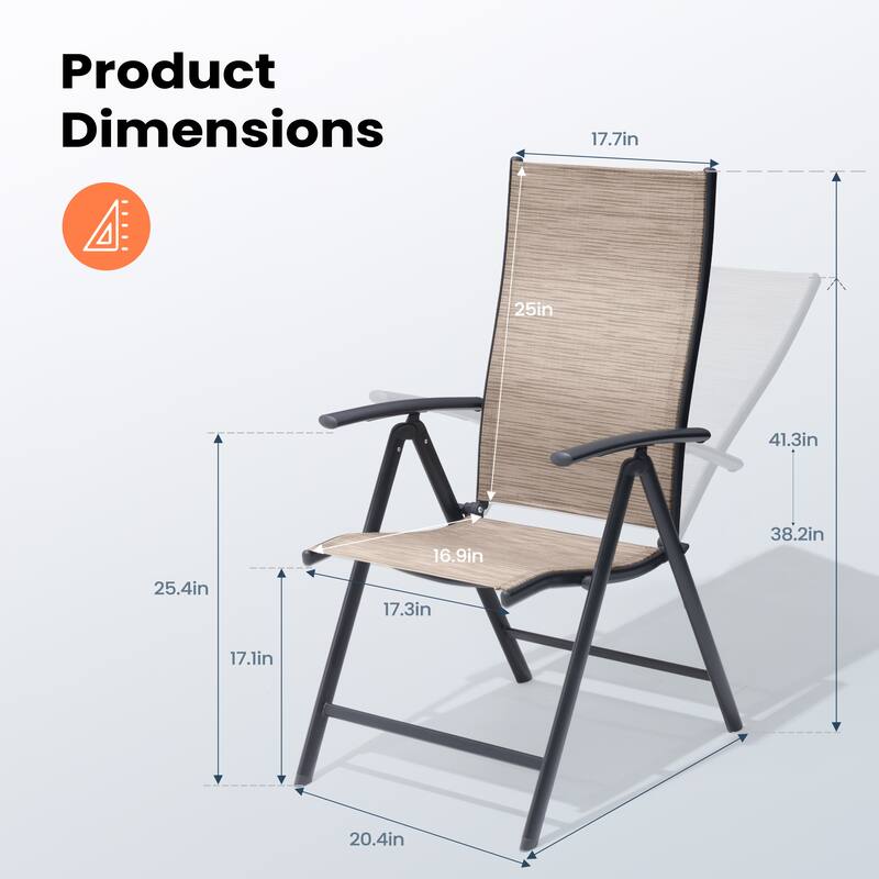 Pellebant Outdoor Durable Adjustable Reclining Folding Chair