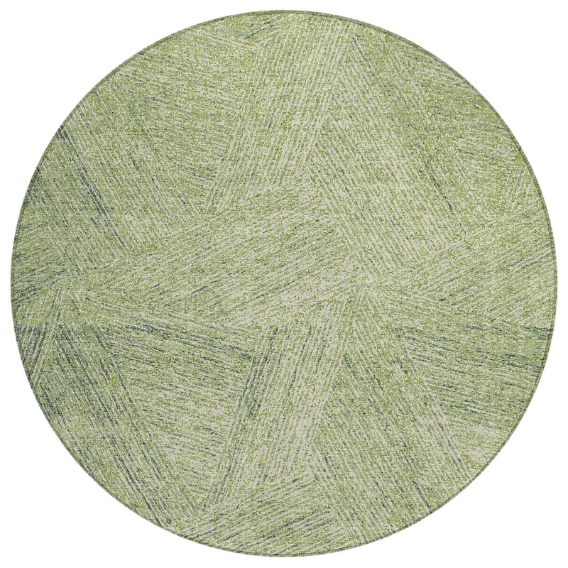 Machine Washable Indoor/ Outdoor Solid Geo Chantille Rug
