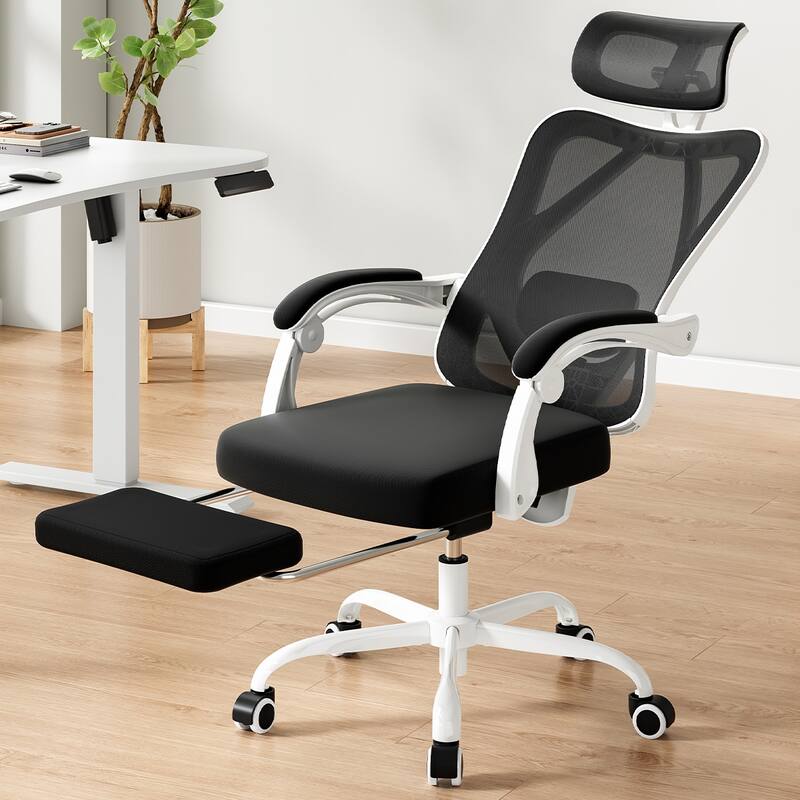 Ergonomic Office Chair with Footrest, Office Desk Chair with Headrest, High Back Computer Chair with Adjustable Lumbar Support