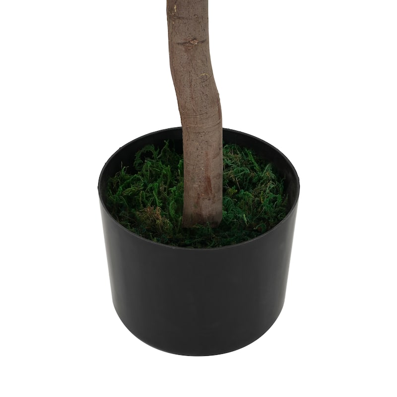 49" Artificial Topiary Bay Tree Ball with Black Plastic Pot, Set of 2