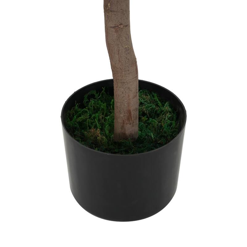 Roomfitters 49'' Artificial Topiary Bay Tree Ball Set of 2, Faux Indoor Decorative Plants with Black Plastic Pots for Home Décor