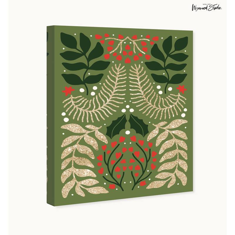 Wynwood Studio Canvas Floral and Botanical Nordic Pattern Green Glam Wall Art Canvas Print