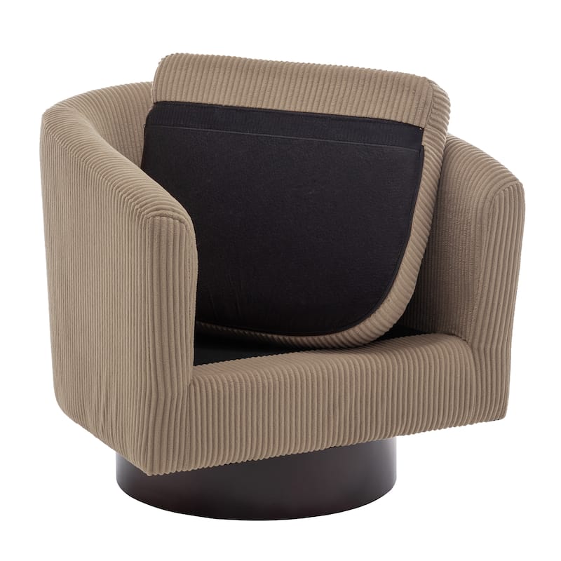 2 Set Round Barrel Chair 360-Degree Swivel Accent Chairs