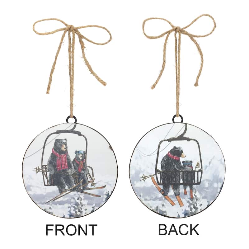 Bears on Ski Lift Ornament (Set of 12)