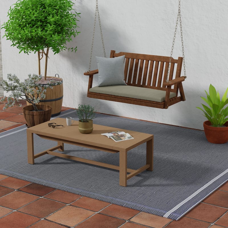 Sunbrella 48" x 18" Taupe Solid Outdoor Bench Cushion with Ties - 18'' L x 48'' W x 3.5'' H - Canvas Taupe