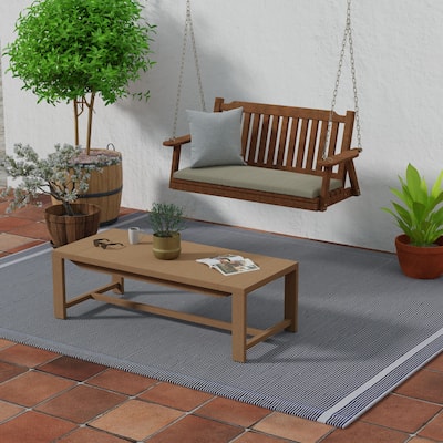 Sunbrella 48" x 18" Taupe Solid Outdoor Bench Cushion with Ties - 18'' L x 48'' W x 3.5'' H