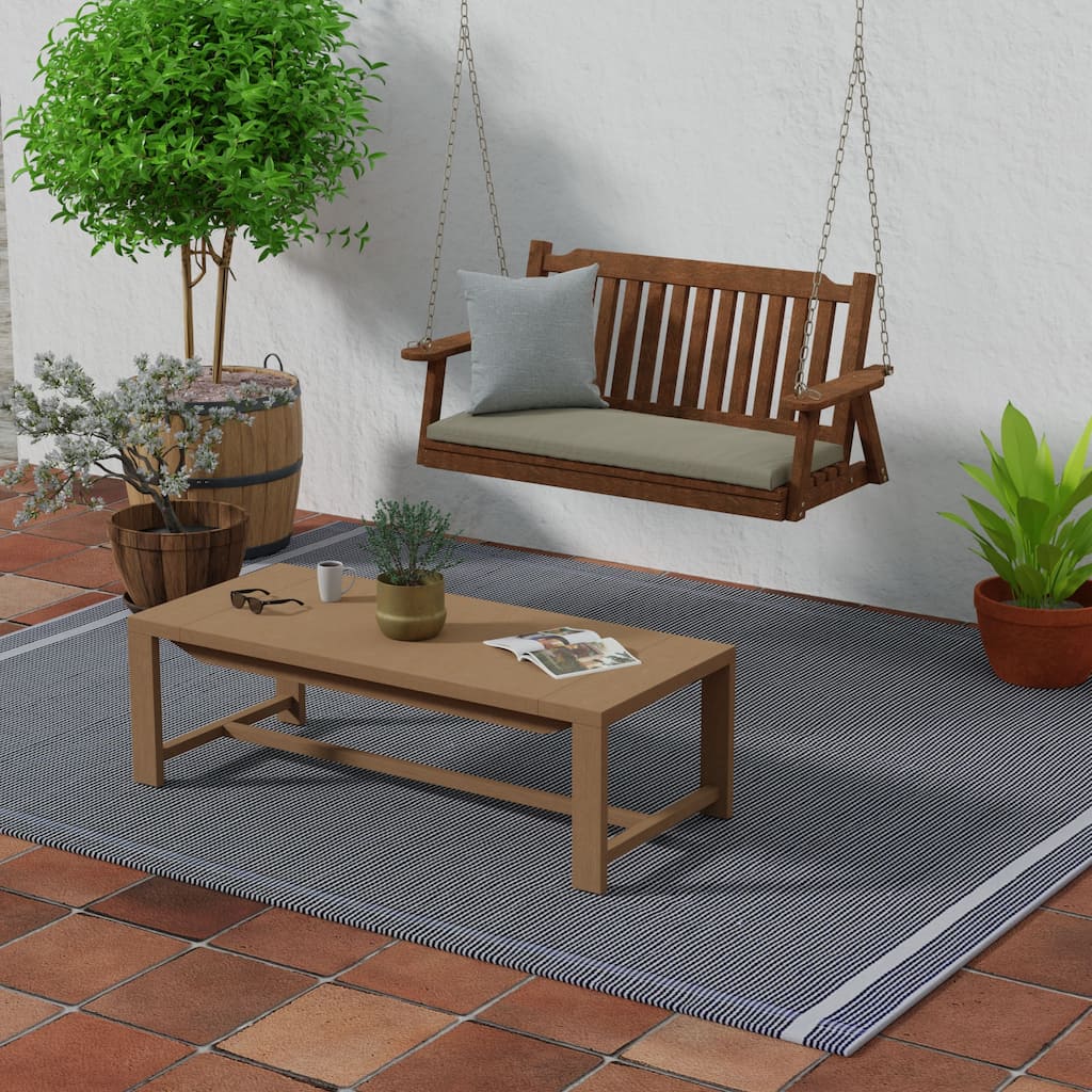 Sunbrella 48" x 18" Taupe Solid Outdoor Bench Cushion with Ties - 18'' L x 48'' W x 3.5'' H