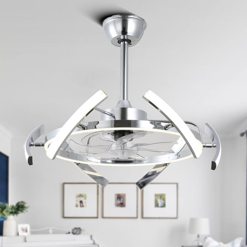 Bella Depot 25" Modern DIY Shape Ceiling Fan with Remote APP Control and Dimmable Light Kit, 6-Speed Reversible Blades