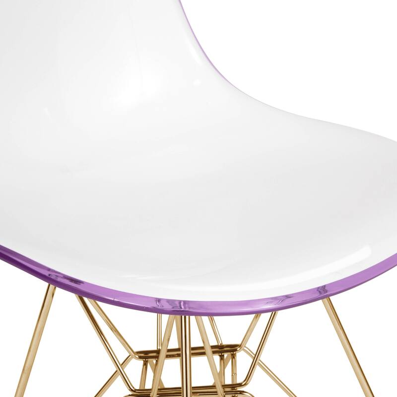 5-Piece Dining Set with 35" Round MDF Table and 4 ABS Plastic Side Chair with Gold Metal Legs