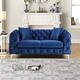 preview thumbnail 2 of 32, Morden Fort Modern Contemporary Love Seat with Deep Button Tufting Dutch Velvet, Solid Wood Frame and Iron Legs Blue