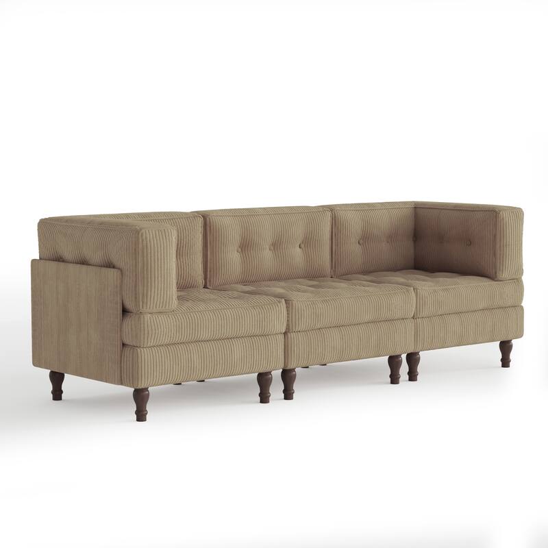 98"W Modular Upholstered Corduroy Sectional Sofa for Living Room