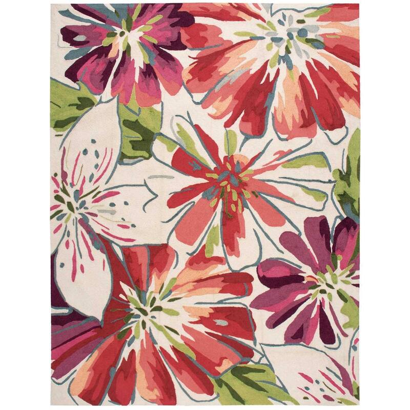 Gexad Floral Traditional Stain Resistant Area Rug By HomeRoots - 126' X '96' X '0.25