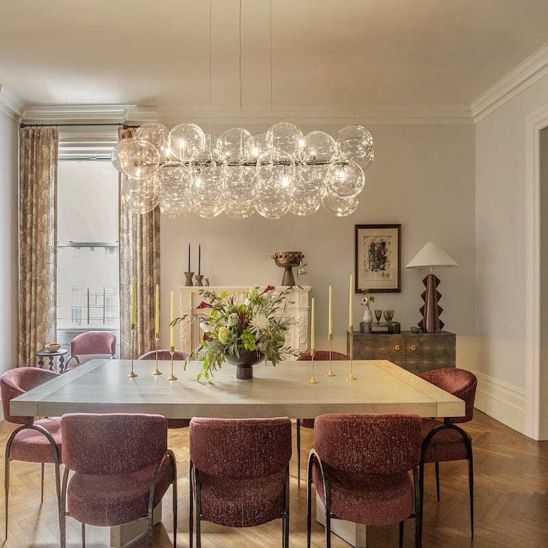 Modern 42" Large Glass Sputnik Bubble Chandelier Cluster Smoked Linear Chandelier