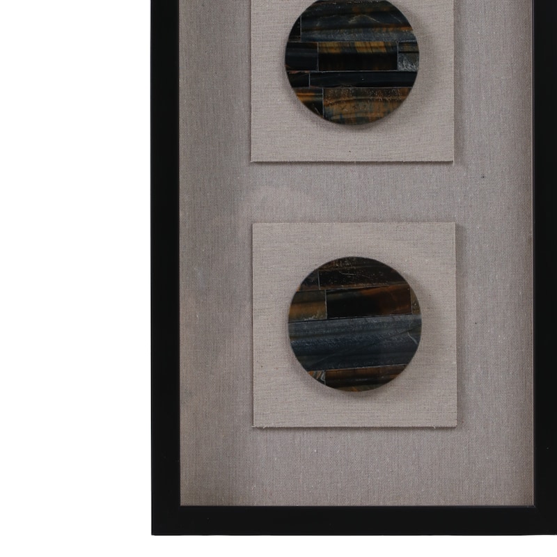 Stone Canvas Art Wall Decor with Modern Geometric Pattern - 28" Brown