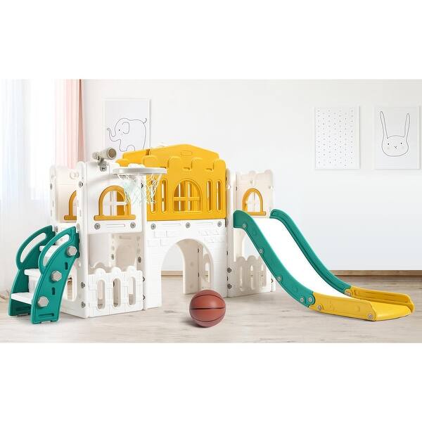 Toddler Slide Kids Slide For Toddlers With Climber Basketball Hoop And Playset Age 1 Green Toddler Slide Kids Slide For Toddlers With Climber Basketball Hoop And Playset Age 1 Green